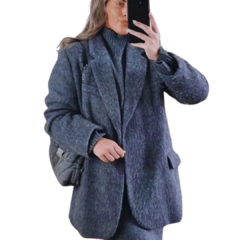 Jaqueta Cinza de Lã Feminina quente conforto -Nelule