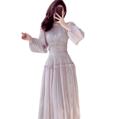 Vestido de Festa Francês Feminino com Gola - Nelule - comprar online