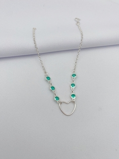 Pulseira de Coração com Pedras Verdes - comprar online