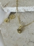 Conjunto Colar e Brinco Patinha Pet Folheado em Ouro 18k