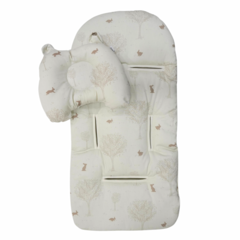 Colchón cubre cochecito + almohada bebé Conejitos beige