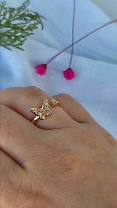 Imagen de Anillo Mariposa Regulable Acero Dorado