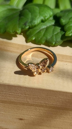 Anillo Mariposa Regulable Acero Dorado - KCZ Mimo Style