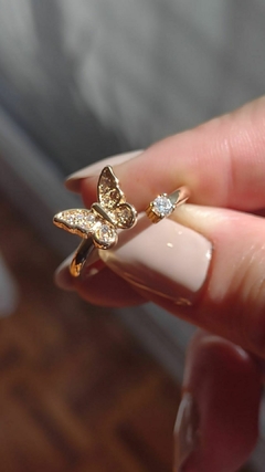 Anillo Mariposa Regulable Acero Dorado - tienda online