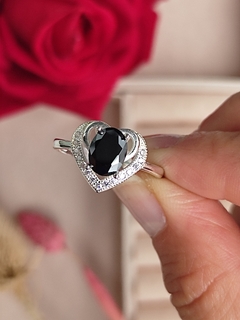 Anillo Corazón Negro en Plata 925 - tienda online