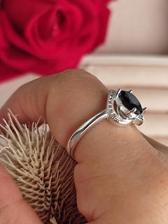 Imagen de Anillo Corazón Negro en Plata 925