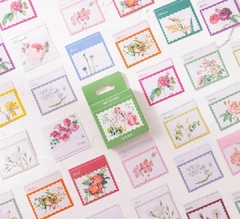 Stickers timbres postales de flores