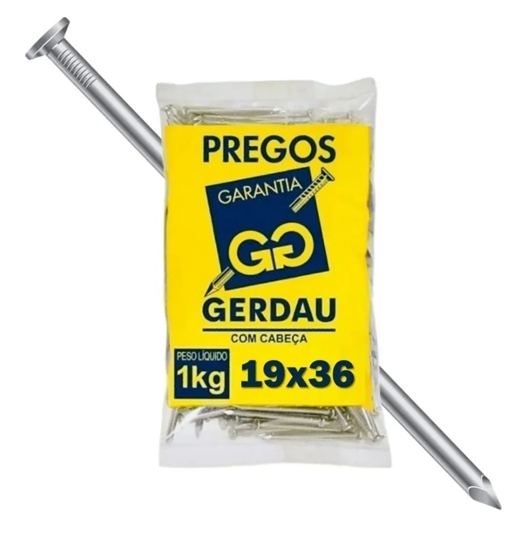 Prego Polido 19 X 36 C/ Cabeça 1Kg Gerdau
