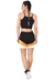 Cropped Preto + Shorts Com Faixas Preto Com Branco e Amarelo Conjunto Fitness | REF: LX052 - Loja Zoe