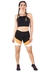 Cropped Preto + Shorts Com Faixas Preto Com Branco e Amarelo Conjunto Fitness | REF: LX052