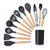 Kit com 12 peças utensílios, silicone e cabo de madeira GRANDE