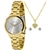 Kit Relógio Lince feminino dourado com conjunto folheado LRG4749L36
