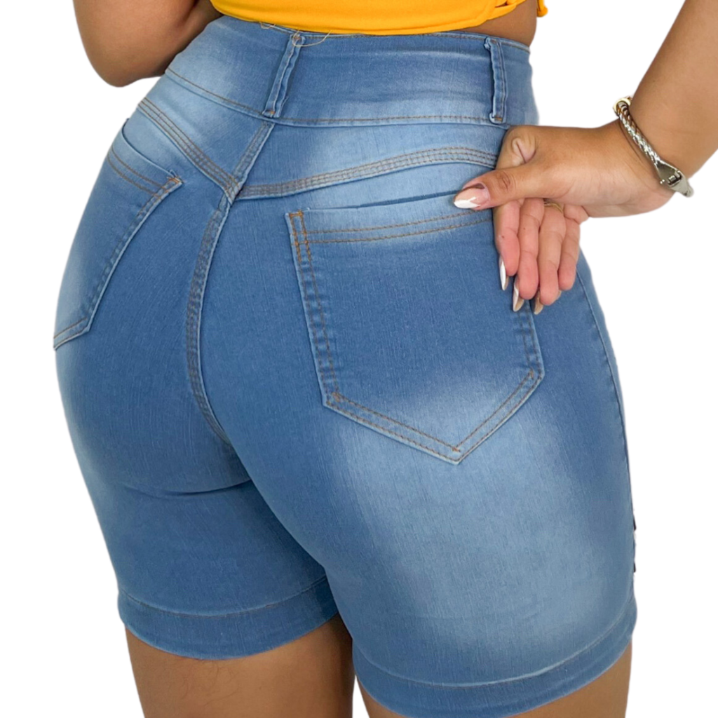 Kit 3 Shorts Jeans Plus Size Feminino Com Lycra Modelo Curto