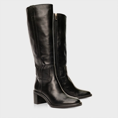 Bota Cano Longo Salto Bloco Couro Preto Carrano 266001 - comprar online