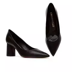 Scarpin Couro Preto Salto Bloco Médio Cecconello 1880005-15 - comprar online