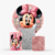 Kit Painel De Festa Redondo Minnie Mouse + Trio De Cilindros Em Tecido