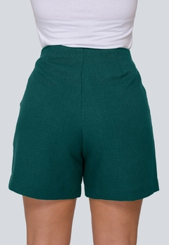 Shorts em Alfaiataria de Alta Qualidade Zíper Lateral_Verde_7