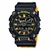 Casio G-Shock com ponteiros amarelos, acabamento preto e amarelo emborrachado. Relógio de pulso digital moderno e jovem.