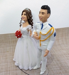 Topo de bolo casamento Noivinhos humanizados Policial - Noivinhos de Luxo