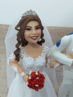 Topo de bolo casamento Noivinhos humanizados Policial na internet