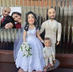 Topo de bolo casamento noivinhos personalizado Familia