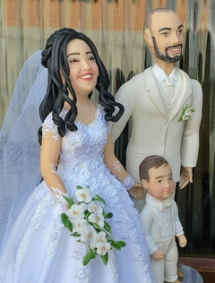 Topo de bolo casamento noivinhos personalizado Familia - Noivinhos de Luxo