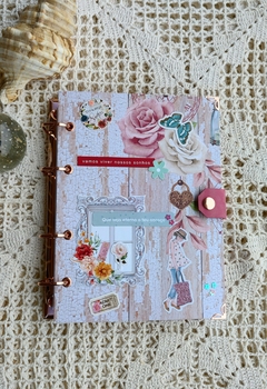 Fichário A5 capa scrapbook:" Viva seus Sonhos" 010 (garra rose gold)