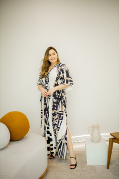 kAFTAN ALOICIA - ESTAMPA EXCLUSIVA MARROM - Camomila Store