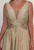 Vestido Longo Dourado Recorte Cintura - comprar online