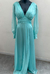 Vestido Longo Verde Tiffany Mangas Longas