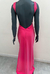 Vestido Longo Rosa Chiclete Decotado com Bordado - loja online