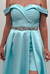 Vestido Longo Verde Tiffany Cetim Ombro a Ombro - comprar online