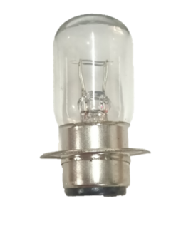 Foco de 12 volts de 35/35 watts con base de metal y cristal transparente.