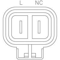 Diagrama de un regulador Valeo para Kia Sorento y Hyundai 2002-2006, mostrando conexiones L y NC.