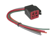 Conector relevador Ford de 5 terminales con cables de diferentes colores.