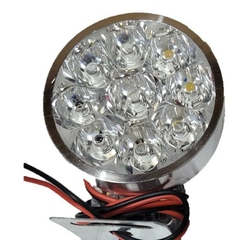 0804448 FARO MOTO 9 LED CARCAZA PLATA FIJO + ESTROBO 12V DIAMETRO 53MM