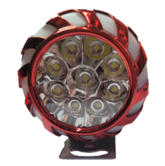 0839463 FARO DE LED PARA MOTOCICLETA, 9 LED, RGB + FIJO + ESTROBO, CARCAZA ROJO - AUTOPARTES ELECTRICAS RAGA