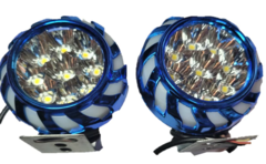 0839464 FARO DE LED PARA MOTOCICLETA, 9 LED, RGB + FIJO + ESTROBO, CARCAZA AZUL - AUTOPARTES ELECTRICAS RAGA