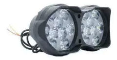 0843 COMPRANDO 2 PIEZAS FARO DE LED PARA MOTOCICLETA, 12V, NEGRO TIPO GEMELOS. 18 LED ALTA BAJA Y ESTROBO