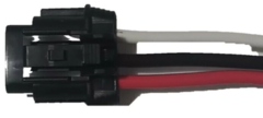 Conector de 3 terminales para sensor MAF con cables rojo, negro y blanco.