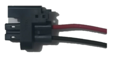 Conector de arnés de inyección de combustible para Chevrolet con dos terminales y cables rojo y negro.