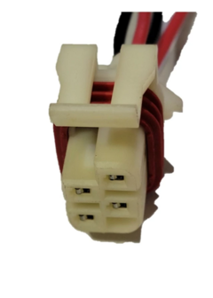 Conector de 4 terminales para bomba de gasolina Vortek S10, con cables rojos y negros.