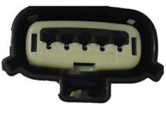 Conector de 5 terminales para solenoide GM, vista superior con detalles de conexión.