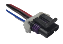 Conector de tres terminales para sensor MAP y bobina de Chevrolet Chevy, con cables rojo, negro y azul.