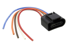 Conector sensor MAF para vehículos Volkswagen Bora, Seat y Audi A4, A6. Incluye cinco terminales y cables de diferentes colores.