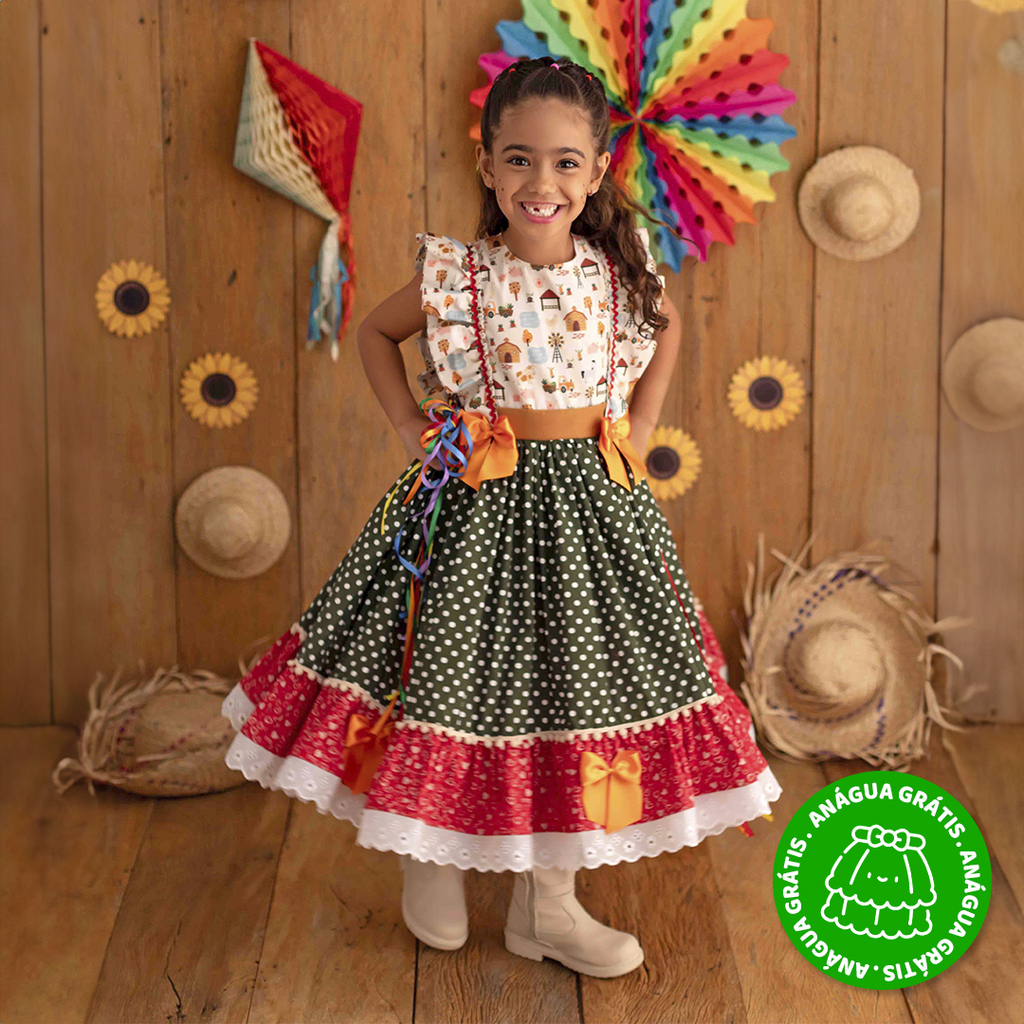 Vestido fashion de algodão infantil