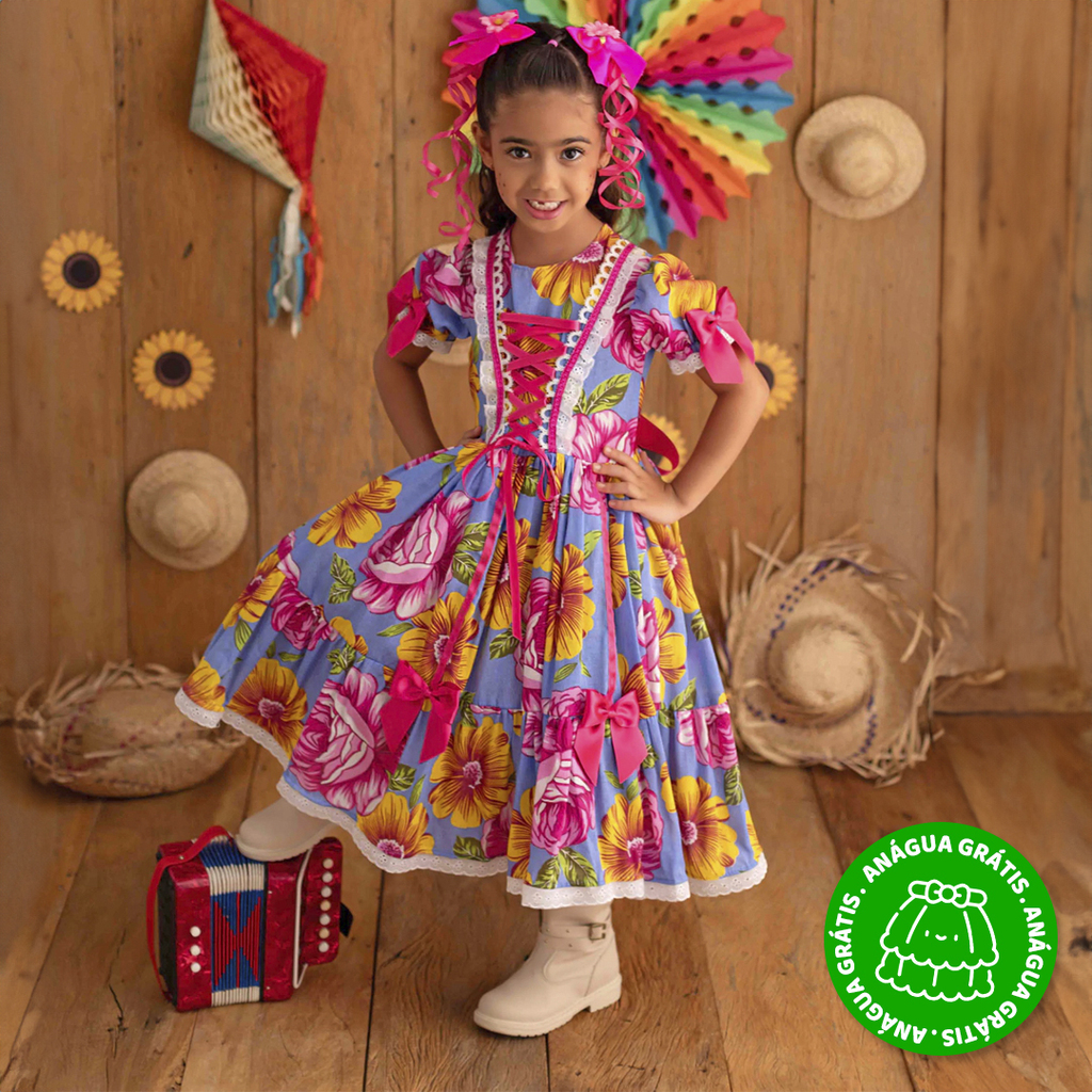 Saia de chita infantil fashion