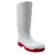 Bota Sanitaria Blanca Talla 28 Pvc Y Calceta Poliester/Algodon Suela Roja Dureza 65-75 Shore A-B-PVC-BR-28