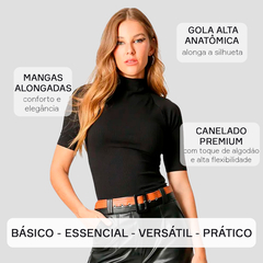 Blusa Gola Alta Canelada Manga Alongada Elegante - comprar online