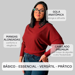 Imagem do Blusa Morcego Manga Longa Gola Alta Feminina Social Soltinha